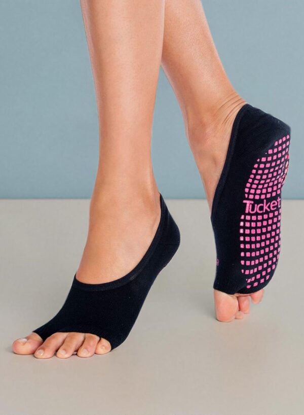 Tucketts Ballerina Ballet Socks for Women, NonSlip Toeless Pilates Grip Socks for Barre & Barefoot Workouts, Size 5-9, 1 Pair