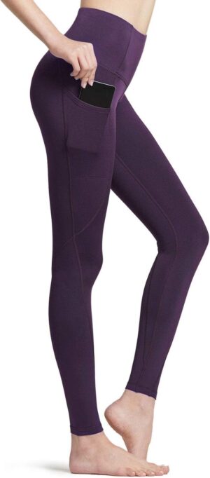 TSLA Women's Thermal Yoga Pants, High Waist Warm Fleece Lined Leggings, Winter Workout Running Tights with Pockets