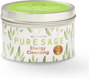 Magnificent 101 Long Lasting Pure White Sage Candle - 6 Oz - 35 Hour Burn Time | Organic, All Natural, Soy Candle to Cleanse Your Home & Calm, Soothe, Use with Sage Smudge Kit