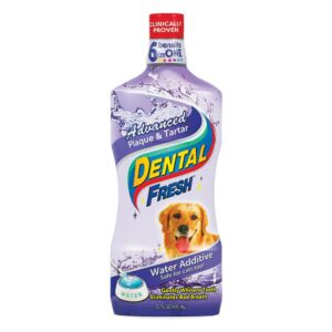 Dental Fresh Advanced Plaque and Tartar Water Additive, 32oz – Dog Teeth Cleaning Formula to Freshen Breath and Improve Cat & Dog Dental Care