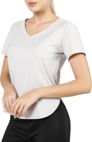 Women's Workout Tops Athletic Running Hiking Yoga Shirts V Neck Quick Dry Moisture Wicking Lightweight Breathable Activewear