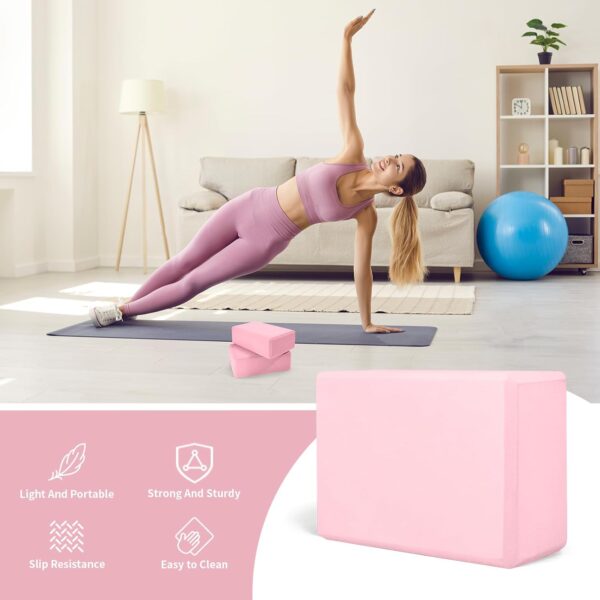 Yoga Block, Yoga Blocks 2 Pack, Sturdy Yoga Foam Blocks, High Density & Non Slip Dance Blocks for Stretching and Toning, Fitness Accessories for Stability & Balance