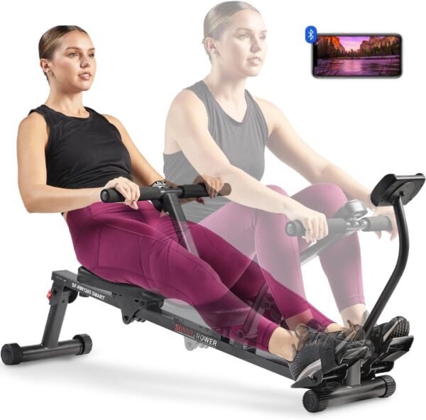 61trRuAjtL._AC_SL1080_.jpg Sunny Health & Fitness Compact Adjustable Rowing Machine with 12 Levels of Resistance for Complete Body Workouts and Optional Free SunnyFit App Enhanced Connectivity