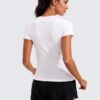 CRZ YOGA Seamless Workout Tops for Women Short Sleeve Athletic Tees Breathable Gym Running Yoga Shirts