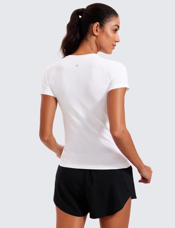 CRZ YOGA Seamless Workout Tops for Women Short Sleeve Athletic Tees Breathable Gym Running Yoga Shirts