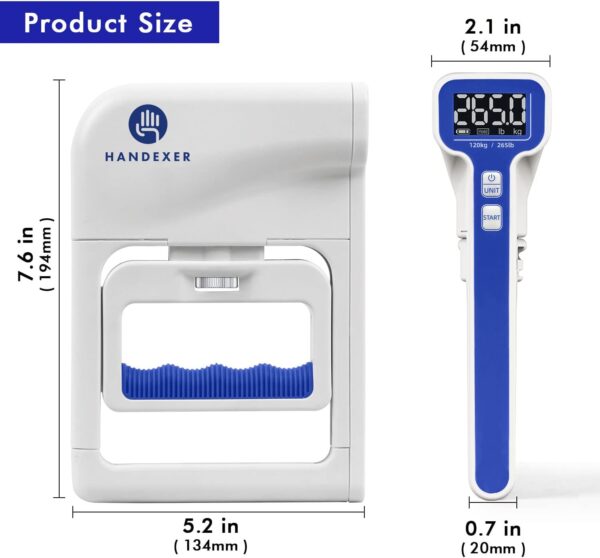 Grip Strength Tester 265lb/120kg, Digital Hand Dynamometer FDA Registered with Backlit LCD for Grip Strength Testing and Training
