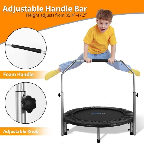 SereneLife 36"/40" Foldable Mini Trampoline - Compact Fitness Trampoline for Kids Adults, Exercise Rebounder with Foam Handle, Indoor/Garden Workout Equipment, Max Load 150/220 lbs