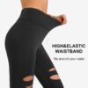 DIBAOLONG Womens High Waist Yoga Pants Cutout Ripped Tummy Control Workout Running Yoga Skinny Leggings