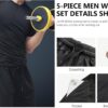 JULY'S SONG Men Compression Workout Set 5 PCS Dry Quick Shirt Pants Shorts Tights Jacket Clothes for Gym