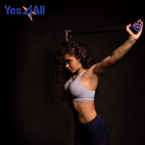 Yes4All Total Body Workout Weighted Bar, Resistance Band Bar, Weighted Bar Racks, Body Exercise Bar for Yoga, Strength Training in Home and Gym Single/Combo