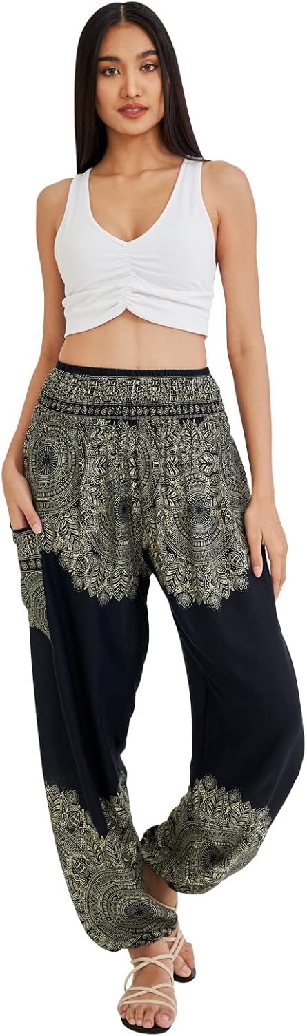 Joob Joob Boho Pants for Women - Hippie Harem Pants Women - Womens Yoga Pants – Comfy Bohemian Flowy Hippie Clothes