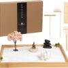 Zen Garden Kit for Office Desk, Japanese Meditation Decor Sand Art with Tray/Buddha Statue/Handmade Ceramic Lotus Incense Holder/Zen Accessories, Spiritual Gift for Women Men Yoga Mind Relaxation