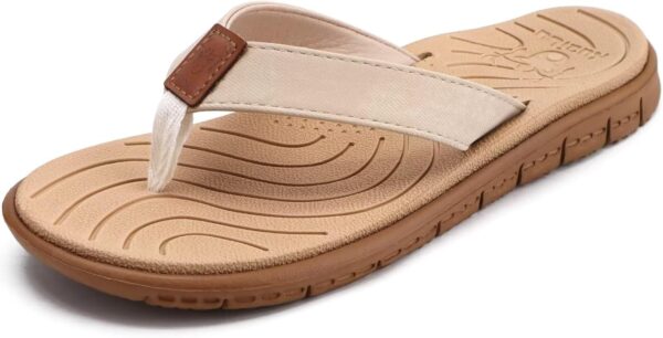 KuaiLu Women's Non-Slip Casual Arch Support Flip Flops Comfortable Summer Beach Thong Sandals