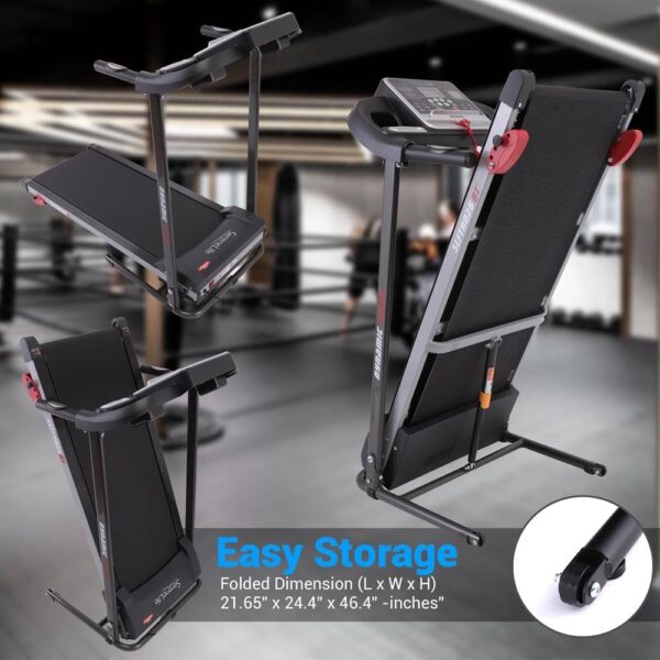 SereneLife Electric Folding Treadmill Exercise Machine - Smart Compact Digital Fitness Treadmill Workout Trainer w/Bluetooth App Sync, Manual Incline Adjustment, for Walking, Running, Gym