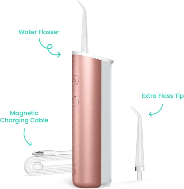 quip Water Flosser with Replacement Tip - Cordless Water Flosser with Adjustable Pressure - Teeth Cleaner Pick with 360 Degree Rotating Replaceable Tip, Rechargeable Water Dental Pick - Copper