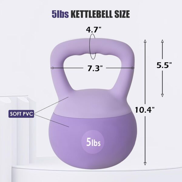 soges PVC One-Piece Kettlebell with Wide Handles, Strength Training Kettlebells 5lb to 35lb Optional for Women of Different Levels, Iron Sand Filled Soft Kettlebell