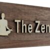 The Zen Den signs Room Decor Meditation in Progress Wall Hanging Sign,Inspirational Wooden Door Plaque for Yoga Studio Bedroom Decoration (Brown)
