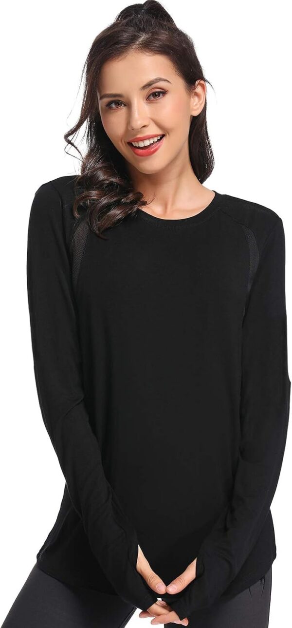 Muzniuer Long Sleeve Workout Tops for Women-Plain Long Sleeve Shirts Yoga Tops Gym Sports T-Shirt with Thumb Hole