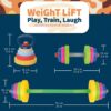 Kids Exercise Weight Set - 3-in-1 Adjustable Workout Toy Equipment for Children Pretend Play Exercise - Toddler Beginner Gym, Fitness, Weightlifting and Powerlifting (Dumbbell, Barbell, Kettlebell)