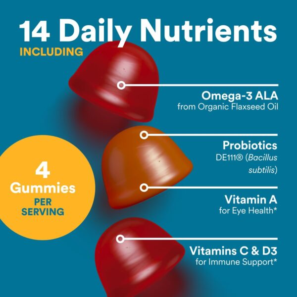 SmartyPants Multivitamin for Men, Organic Gummies: Probiotics, CoQ10, Methylfolate, Omega 3 (ALA), Vitamin D3, C, Vitamin B12, B6, A, K & Zinc for Immune Support, Biotin, 120 Gummies (30 Day Supply)