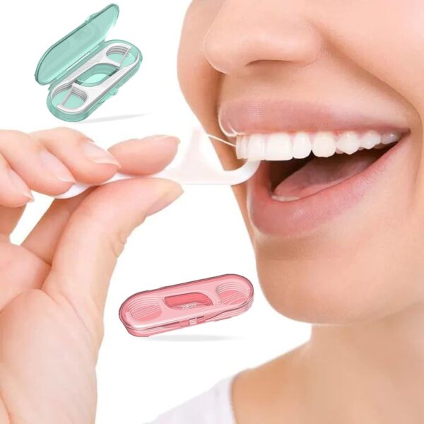 Flosser Dispenser Dental Floss Case Travel Floss Professional Toothpicks Sticks with Travel Case Superfine Floss Picks Dental Picks for Teeth Cleaning