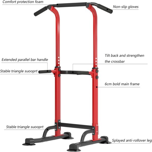 soges Power Tower Pull Up Bar Station, Free Standing Pull Up Rack Dip Station for Home Gym, Height Adjustable Home Strength Training Fitness Workout Equipment