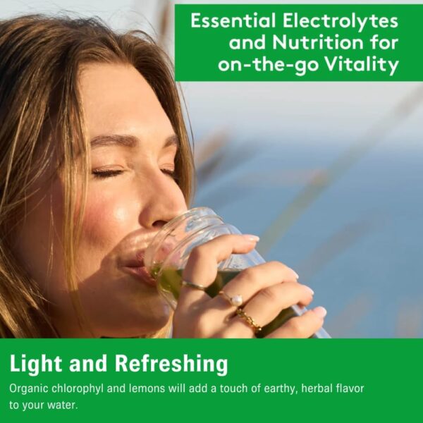 Sol-ti Organic Electrolyte Greens + Hydration Drink Mix, Superfood Hydration Sticks, SuperStix, Non-GMO, Vegan, Chlorophyll Lemon, 14 Sticks