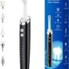 Rechargeable Tooth Polisher Kit for Daily Cleaning, Whitening and Polishing, Electric Dental Teeth Polisher with LED Light, 5 Brush Heads, 5 Speed Modes, Waterproof