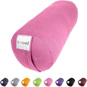 Sol Living Yoga Bolster Pillow for Restorative Yoga Meditation Bolster 100% Cotton Cylindrical Meditation Cushion Firm Yoga Cushion Bolster Washable Cover Body Pillow for Balance Support Asana Poses
