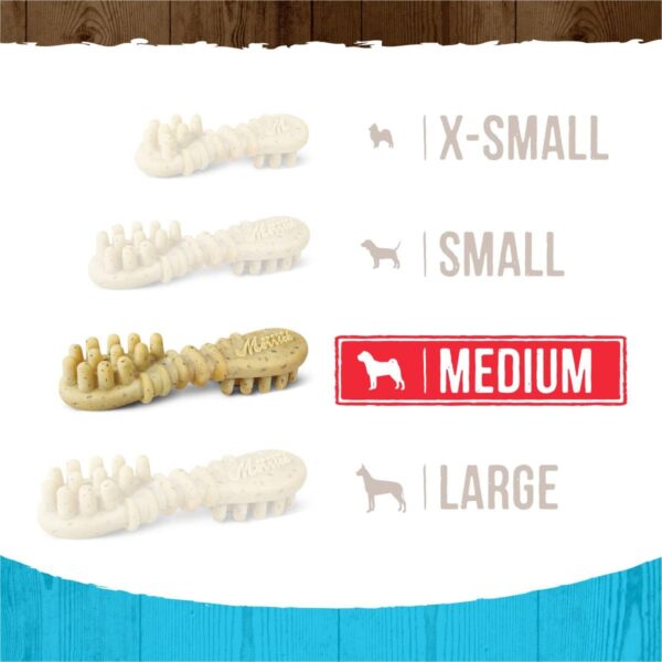 Merrick Fresh Kisses Natural Dental Chews Toothbrush Shape Treat Infused With Real Mint Medium Dogs - 30 ct. Box