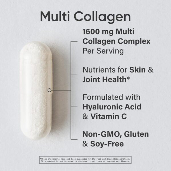Sports Research Multi Collagen Pills (Type I, II, III, V, X) Hydrolyzed Collagen Peptides with Hyaluronic Acid + Vitamin C | Non-GMO Verified & Gluten Free - 90 Capsules