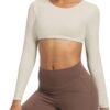 Aoxjox Long Sleeve Crop Tops for Women Clarissa Backless Workout Cropped T Shirt Top