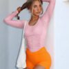 LASLULU Womens Active Long Sleeve Workout Tops Scoop Neck Athletic Yoga Gym Running Shirts Tops Cutout