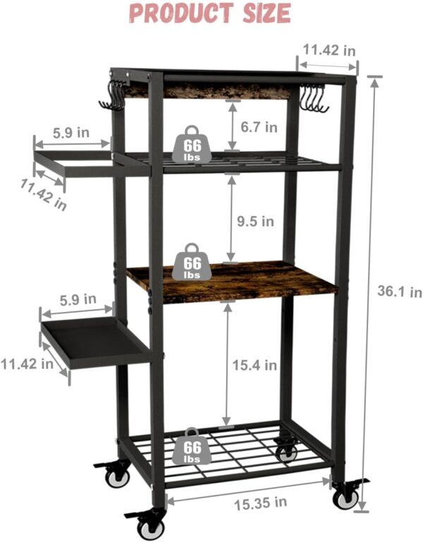 Yoga Mat Storage Rack with Wheels, 3 Tier Home Gym Workout Equipment Organizer for Dumbbells, Kettlebells, Foam Rollers