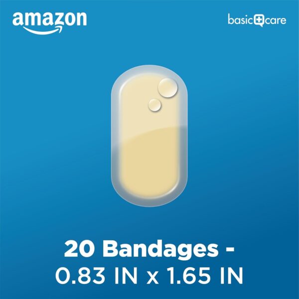 Amazon Basic Care Advanced Fast Healing Hydrocolloid Gel Bandages, 0.83 x 1.65 inches Adhesive Pads (20 Count)