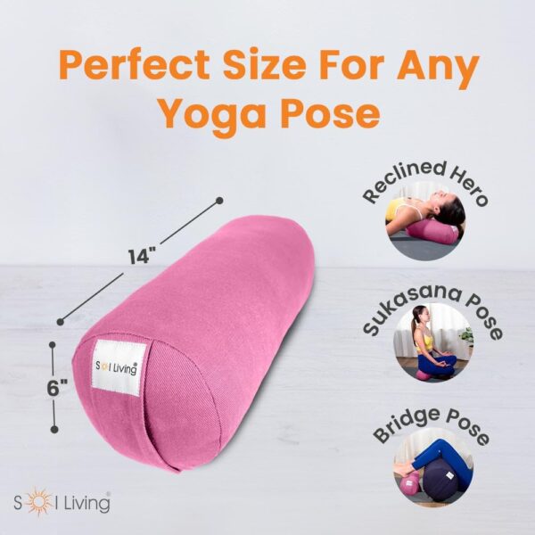 Sol Living Yoga Bolster Pillow for Restorative Yoga Meditation Bolster 100% Cotton Cylindrical Meditation Cushion Firm Yoga Cushion Bolster Washable Cover Body Pillow for Balance Support Asana Poses