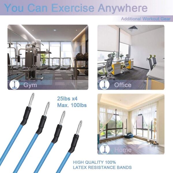 Pedal Resistance Band, 4-Tube Elastic Pull Rope, Sit-up Equipment, Yoga Strap Bodybuilding Expander, Exercise Bands, Fitness Equipment for Abdomen, Waist, Arm, Leg Stretching Slimming Training