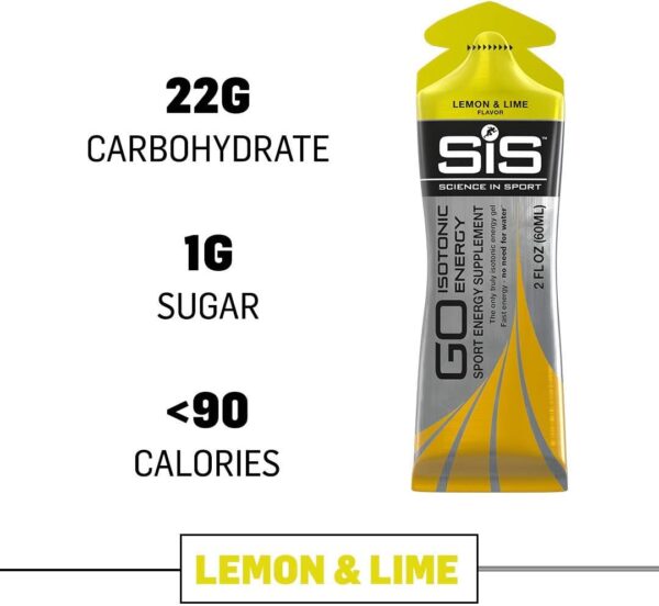 Science in Sport Energy Gel Pack, SIS Isotonic Energy Gel, 22g Fast Acting Carbs, Performance & Endurance Gels, Lemon & Lime Flavor - 2 Fl Oz (Pack of 6)