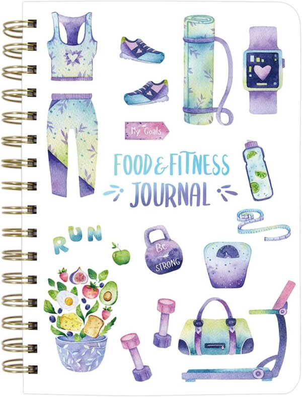 Food and Fitness Journal Meal Journal Diary Workout Wellness Log Notebook Planner Weight Loss Diet Meal Exercise Training Health Tracker 6.1" x 8.5" Hard Cover