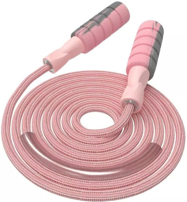 FITMYFAVO Jump Rope Cotton Adjustable Skipping Weighted jumprope for Women，Adult and Children Athletic Fitness Exercise Jumping Rope (Pink)
