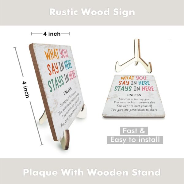 Positive Mental Health Office Decor Rustic Desk Decor Therapy Office School Counselor CBT Therapist Counseling Wood Sign Psychology Decoration for Home Farmhouse Table Shelf Plaque with Wood Stand