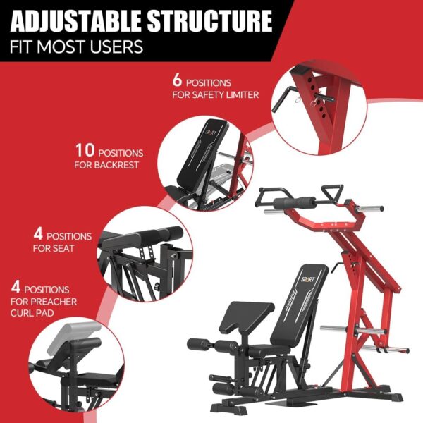 SPART Leverage Gym Machine, Multifunction Strength Training Workout Station, Plate Loaded Lever Gym with Multi Bench Press for Chest, Shoulder, Back, Core, Leg, Full Body Workout Machine for Home Gym