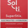 Sol-ti Organic Electrolytes + Hydration Drink Mix, Superfood Hydration Sticks, SuperStix, Non-GMO, Vegan, Strawberry Lemon, 14 Single-Serving Sticks