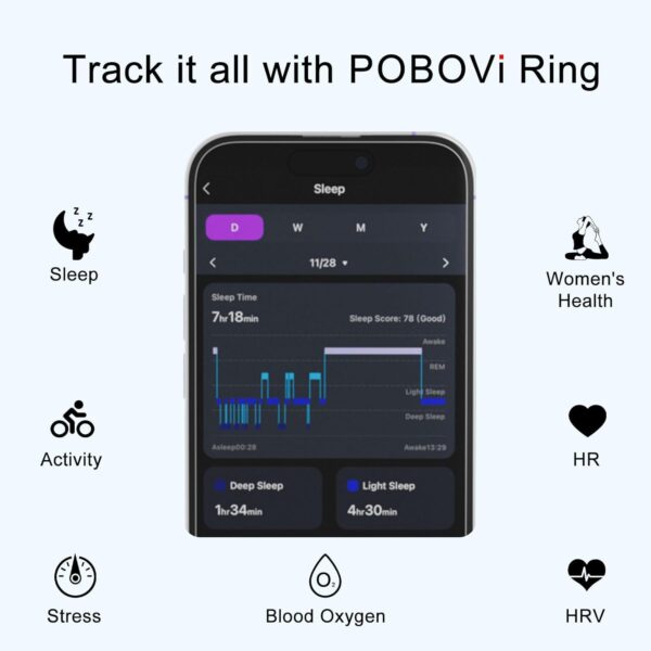 Smart Ring - Health & Sleep Tracker, Continuous SpO2 & Heart Rate Monitor, Stress Management, NFC Wireless Charging, 6-Day Battery, Water-Resistant(IP68), iOS & Android Compatible (Silver, 9)
