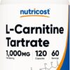 61x5htFUAtL._AC_SL1500_.jpg Nutricost L-Carnitine Tartrate 1000mg, 120 Capsules - 500mg Per Capsule (60 Servings)