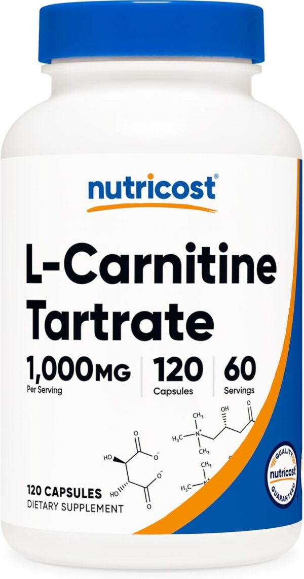 61x5htFUAtL._AC_SL1500_.jpg Nutricost L-Carnitine Tartrate 1000mg, 120 Capsules - 500mg Per Capsule (60 Servings)