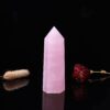 Runyangshi Large Rose Quartz Natural Healing Crystal Wand 4.72"-5" Crystals Tower 6 Faceted Single Point Crystal Prism Wand Natural Stones for Meditation Reiki Chakra Therapy Home Decor Gift
