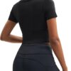 MAGCOMSEN Women's Crop Workout Tops Yoga Short Sleeve Athletic Shirts Cropped Slim Fit Gym Clothes Tight Tshirt Exercise