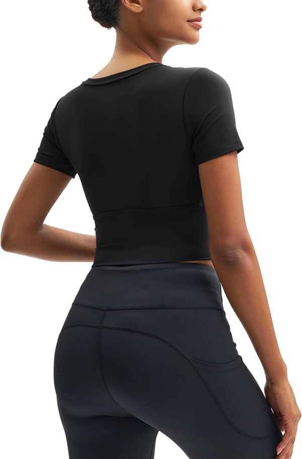 MAGCOMSEN Women's Crop Workout Tops Yoga Short Sleeve Athletic Shirts Cropped Slim Fit Gym Clothes Tight Tshirt Exercise