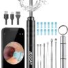 Ear Wax Removal Tool Camera, Ear Cleaner with Camera, 1296P HD Ear Scope, 6 LED Lights and 12 Ear Picks, Earwax Removal with Otoscope, Jet Black